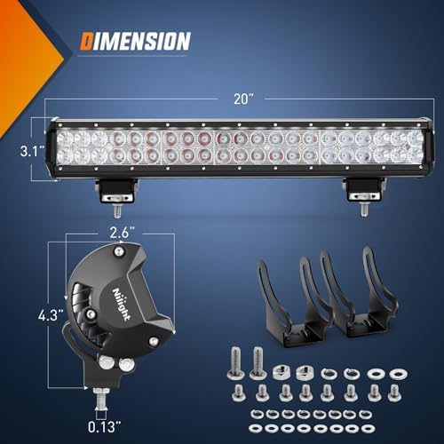 Nilight LED Light Bar 20 Inch 126W Spot Flood Combo Red Beam - Image 2