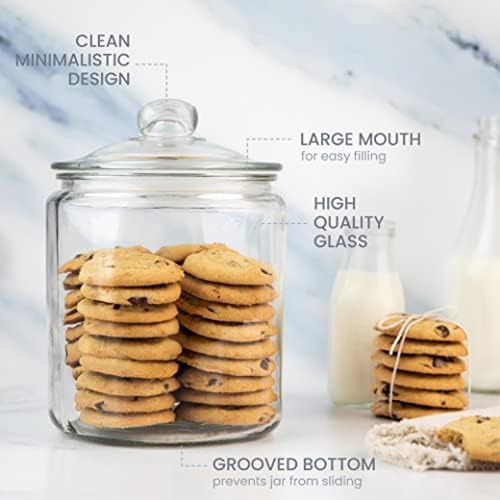 1 Gallon Glass Cookie Jar - Large Food Storage Container with Airtight Lid - Keep Fresh Flour, Chewy Pet Treats, Candy, Dried Foods, Detergent Pods for Your Kitchen or Laundry Room- Pack of 2 - Image 4
