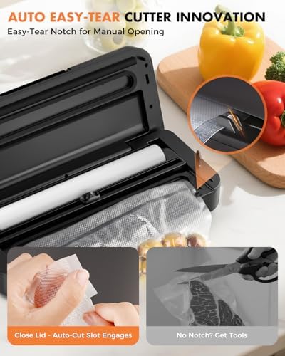 Vacuum Sealer for Food, Food Saver, 95kPa, Easy Tear Cutter, 9-in-1 - Image 5