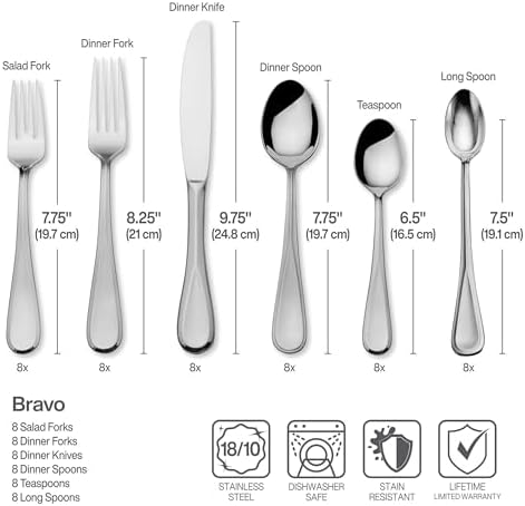 Mikasa Bravo Flatware Service for 8 with caddy, 18/10 Stainless Steel, Silverware Set with Serving Utensils and Expandable Caddy, 52 Piece - Image 5