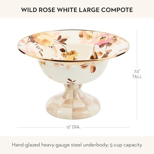 MACKENZIE-CHILDS Enamel Compote, Large, Wild Rose White - Image 4