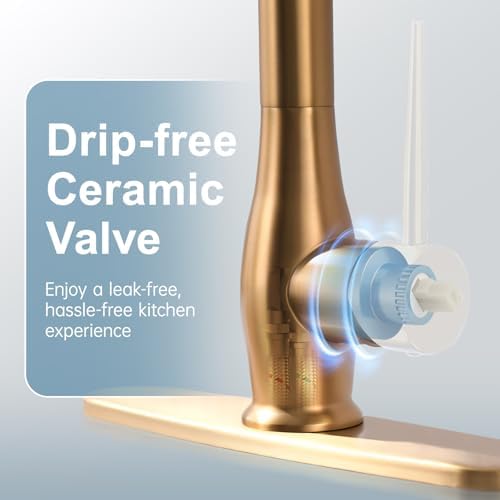 GIMILI Brushed Gold Kitchen Faucet with LED Light and Pull Down Sprayer - Image 6