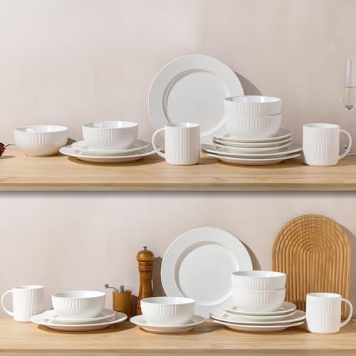 TheTerra Ceramic Dinnerware Set for 6, 18-Piece Plates and Bowls Set - Image 7