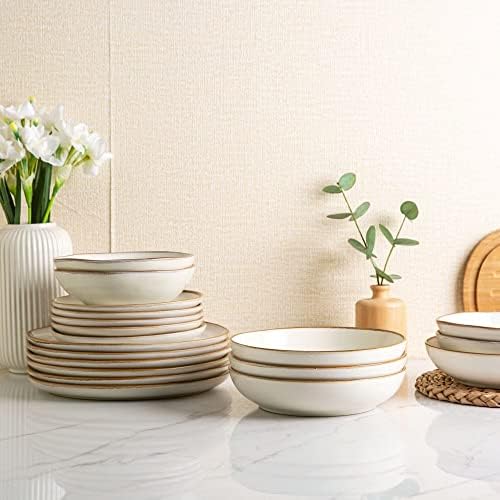 AmorArc Ceramic Dinnerware Sets for 6, 18Pcs Plates and Bowls Sets Dishes by AmorArc