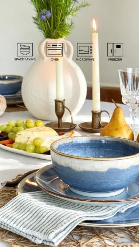 Sweejar 12 Pieces Ceramic Dinnerware Sets for 4, Periwinkle Purple - Image 3
