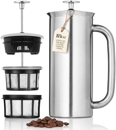 ESPRO P7 French Press, 18oz, Brushed, Stainless Steel Coffee Maker by ESPRO