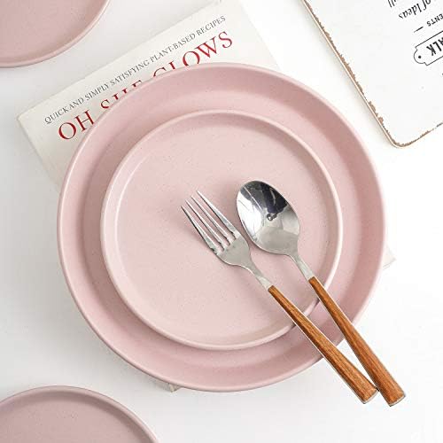 Stone Lain Albie Stoneware 32-Piece Modern Dinnerware Set, Kitchen Plates and Bowls Sets, Service for 8, Pink, Microwave & Dishwasher Safe - Image 6