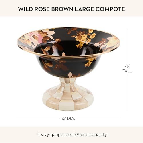 MACKENZIE-CHILDS Enamel Compote, Large, Wild Rose Brown - Image 4