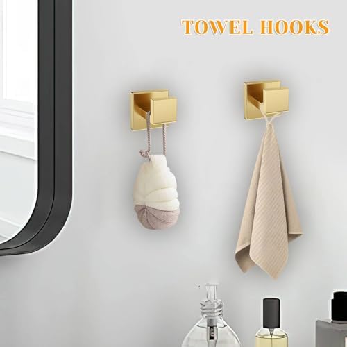 10 Pieces Brushed Gold Towel Bar Set Bathroom Hardware Accessories Set Upgraded Toilet Paper Holder Towel Holder/Racks Set for Bathroom Stainless Steel Wall Mounted 23.6in - Image 5
