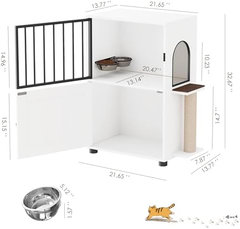 Dog Proof Cat Feeding Station, Dog Proof Cat Feeder, Cat Food Table, White - Image 3
