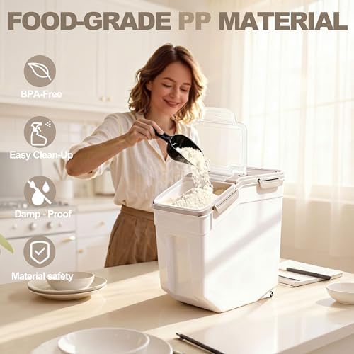 RUIAN 2Pcs Large Flour Storage Container 50Lb Rice Storage Containers,Grey - Image 4