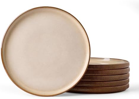 famiware Star 10/8 inches Salad Plates Set for 6, French Toast by Famiware