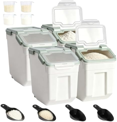 RUIAN Flour Storage Container 50lb Airtight Food Storage Bin(Green,4pcs) by RUIAN
