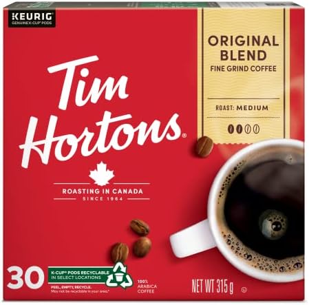 Tim Hortons Single Serve Coffee Original Blend K-Cup Pods for Keurig Coffee Makers (30 K-Cups) by TimHortons
