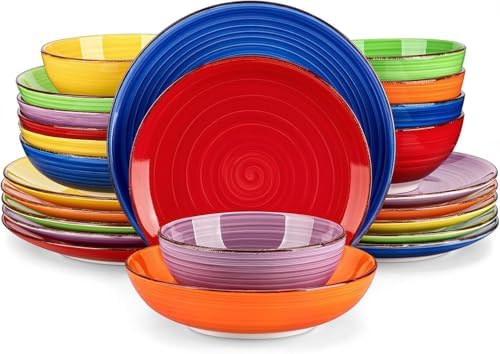 vancasso Bonita Dinnerware Sets, 24 Pieces Multicolor Stoneware Dinner Set by vancasso