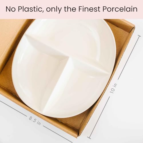 Uba Portion Control Plate (PORCELAIN) for Adults for Healthy Diet (White, 4) - Image 6
