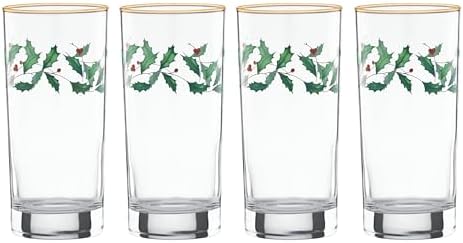 Lenox Holiday Highball Glasses, 12oz, Christmas Set of 4 by Lenox