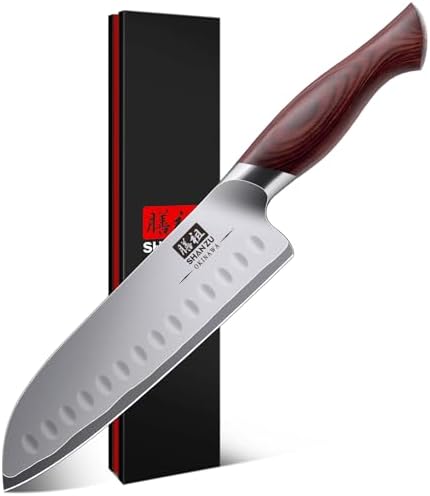7 In Chef Knife,SHAN ZU 10Cr15Mov High Carbon Stainless Steel Santoku Knife by SHANZU