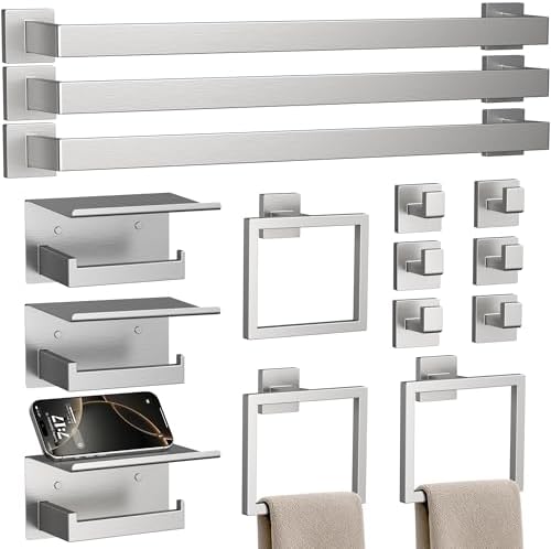 15-Piece 23.6 Inch Brushed Nickel Bathroom Hardware Accessories Set by JIXB