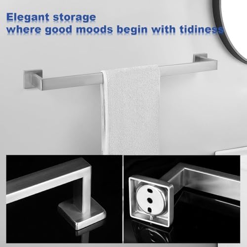 Towel Bar 2 Pack for Bathroom 28 Inch Brush Nickel Towel Holder 12/16/20/24/28/32/36 In Stainless Steel SS304 Rustproof Towel Rack Modern Square Towel Rod for Bathroom Wall(2, Brushed Nickel, 28 Inch) - Image 6