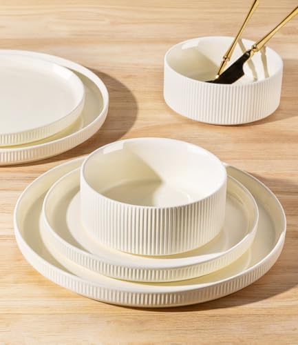 TheTerra Ceramic Dinnerware Set for 4, 16-Piece Plates and Bowls Set - Image 5