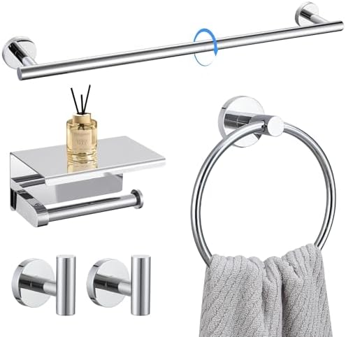 Lairuier Bathroom Hardware Set Polished Chrome Towel Holder Set Wall Mount by LairuierBathroomHardwareSet