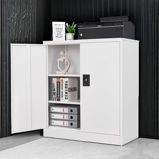 Letaya Metal Storage Cabinets with Lock Door,2 Adjustable Shelves Organizer Steel Storage Cabinets for Home,Office,Warehouse,Garage,Employee Lockers(White) - Image 5
