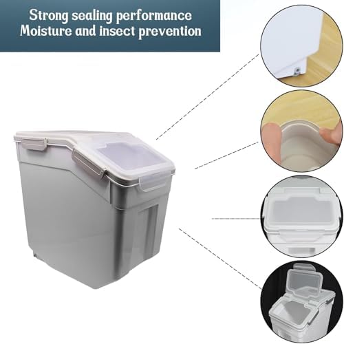 AnRui Dog Food Storage Container 30 Lb Rice Flour Bin with Wheels, 2 Pcs - Image 4
