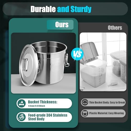 12L/3.17 Gal Stainless Steel Food Storage Container with Lid - Image 2