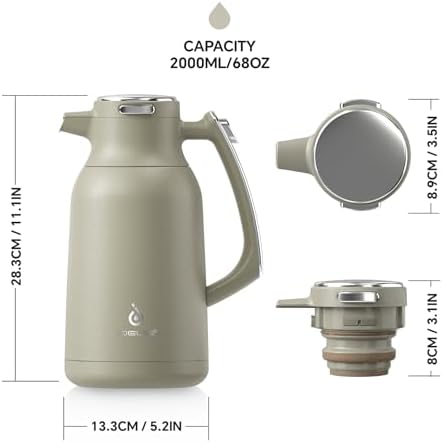 IDEUS Thermal Coffee Carafe 68oz, Beverage Dispenser Celadon - Image 5