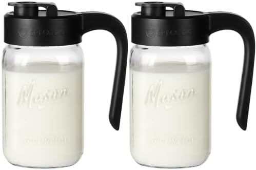 Mason Jar Pitcher, 2 pcs 32 oz (1 quart), Glass Pitcher with Lid by spreccio