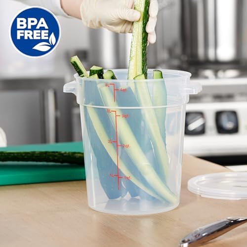CURTA 4 Quart Translucent Round Food Storage Container with Lid, Pack of 4 – NSF Listed, BPA-Free, Commercial-Grade Polypropylene, Freezer & Dishwasher Safe, Non-Stick, Easy-Read Graduations - Image 3