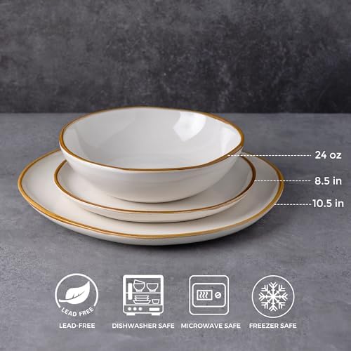 AmorArc Ceramic Dinnerware Sets for 6, 18Pcs Plates and Bowls Sets Dishes - Image 2
