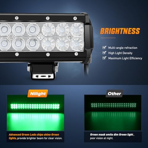 Nilight LED Light Bar 20 Inch 126W Spot Flood Combo Green Beam - Image 3