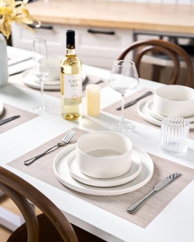 Famiware Porcelain 24-Piece Dinnerware Set, White - Image 3