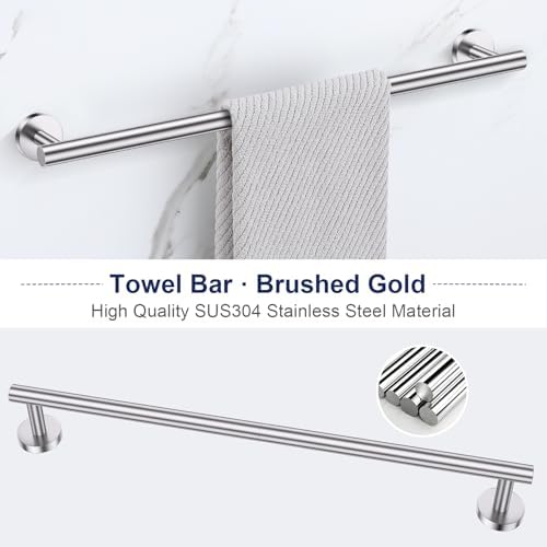 Lairuier 5-Piece Bathroom Hardware Set, Brushed Nickel Towel Bar Wall Mount - Image 2