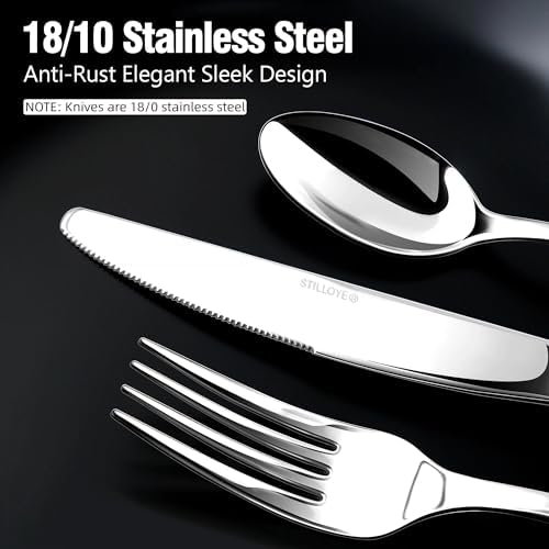 18/10 Silverware Set for 12,Heavy duty Stainless Steel Flatware Cutlery Set - Image 3