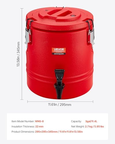 VEVOR Insulated Beverage Dispenser, 3 Gal/11.4L Thermal Hot and Cold Drink Server Dispenser with Spigot, Food-Grade Cooler Jug with 304 Stainless Steel Interior, for Tea Coffee Restaurant Outdoor - Image 7