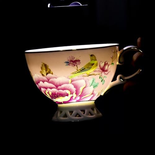 KAMMAK Tea Cups and Saucers Set of 2, Fine Bone China Coffee Cups, GH019 - Image 6