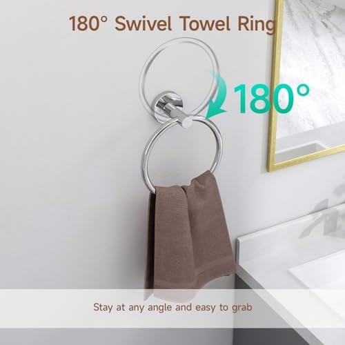 USHOWER 8PCS Polished Chrome Bathroom Hardware Set, 24-Inch Towel Bar Set - Image 5