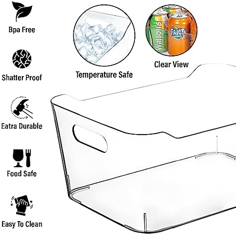 Clear Plastic Storage Bins, Small Fridge Organizer Kitchen Organizers and Storage Containers Bathroom Organization and Storage Bin for Makeup Organizer, fruits, Chips, Perfume, Skin Care, crafts - Image 5