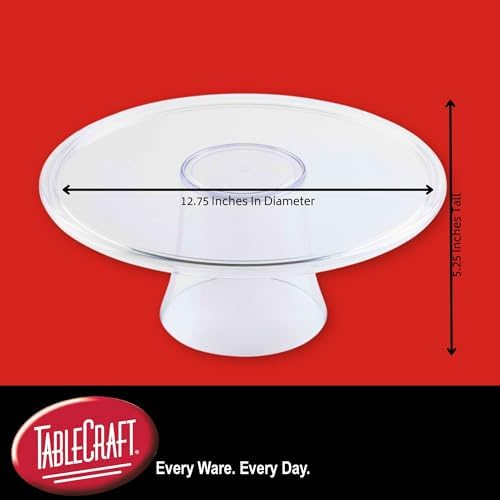 TableCraft 11885 Clear Round Cake Stand, Plastic Pedestal Display for Pastries, Desserts, Appetizers and Sandwiches, BPA-Free, Dishwasher Safe, 13" Diameter - Image 2