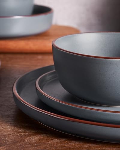 Famiware Mercury 18-Piece Stoneware Dinnerware Set, Charcoal - Image 4