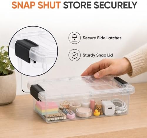 Superio 2.3 Quart Clear Plastic Storage Containers with Lids, Stackable Organizer Bins, BPA-Free Storage Boxes for Home, Office, Dorm & Classroom, 3 Pack - Image 6