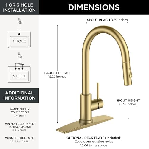 FORIOUS Gold Touch Kitchen Faucet with Pull Down Sprayer, Single Hole - Image 3