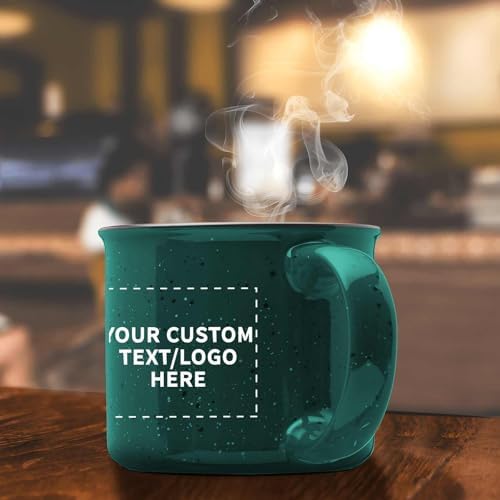 DISCOUNT PROMOS Custom Ceramic Campfire Coffee Mugs 13 oz. Set of 1, Personalized- Perfect for Tea, Espresso, Cappuccino, Hot Cocoa - Green - Image 4
