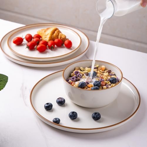 GBHOME Dinnerware Sets for 4, 12 Pieces Ceramic Plates and Bowls Set - Image 5