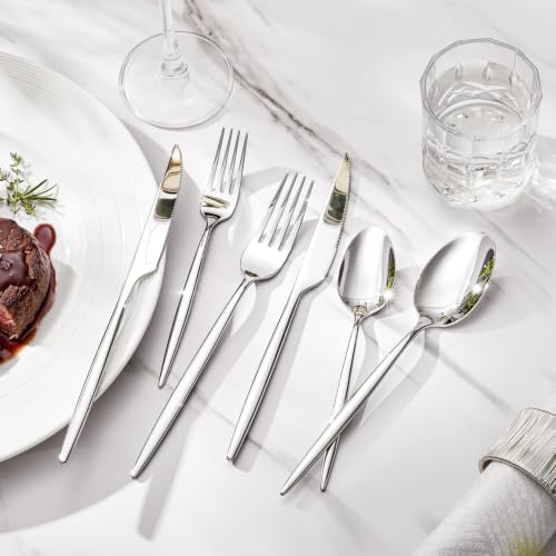 48 Piece Silverware Set for 8 with Steak Knives, 18/10 Stainless Steel - Image 2
