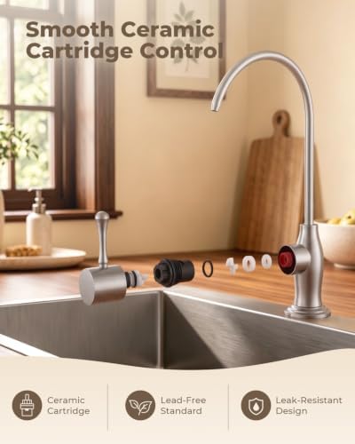 WEWE Drinking Water Faucet with Vintage Design, Non-Air Gap, Brushed Nickel - Image 5
