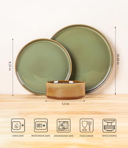 TheTerra Ceramic Dinnerware Set for 8, 24-Piece Plates and Bowls Set - Image 2